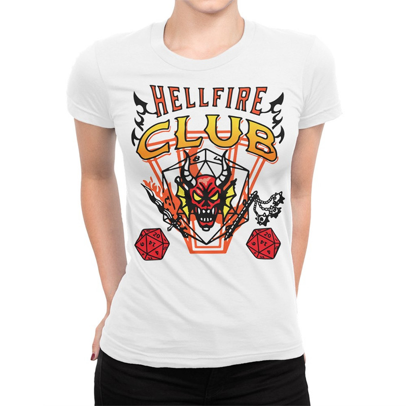 

Футболка женская DreamShirts Studio Очень странные дела - The Hellfire Club 1 белая 2XL, Белый, Очень странные дела - The Hellfire Club 1