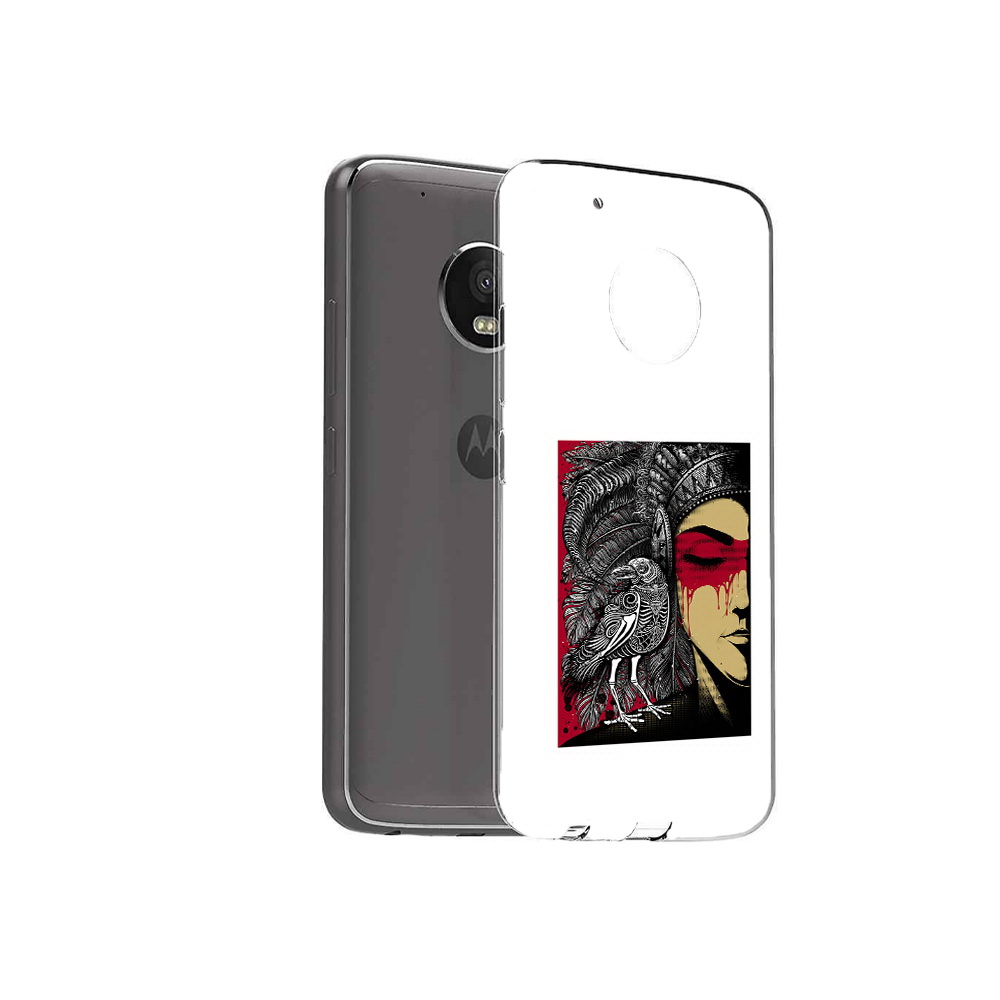 

Чехол MyPads Tocco для Motorola Moto G5 Plus девушка с вороном в абстракции, Прозрачный, Tocco