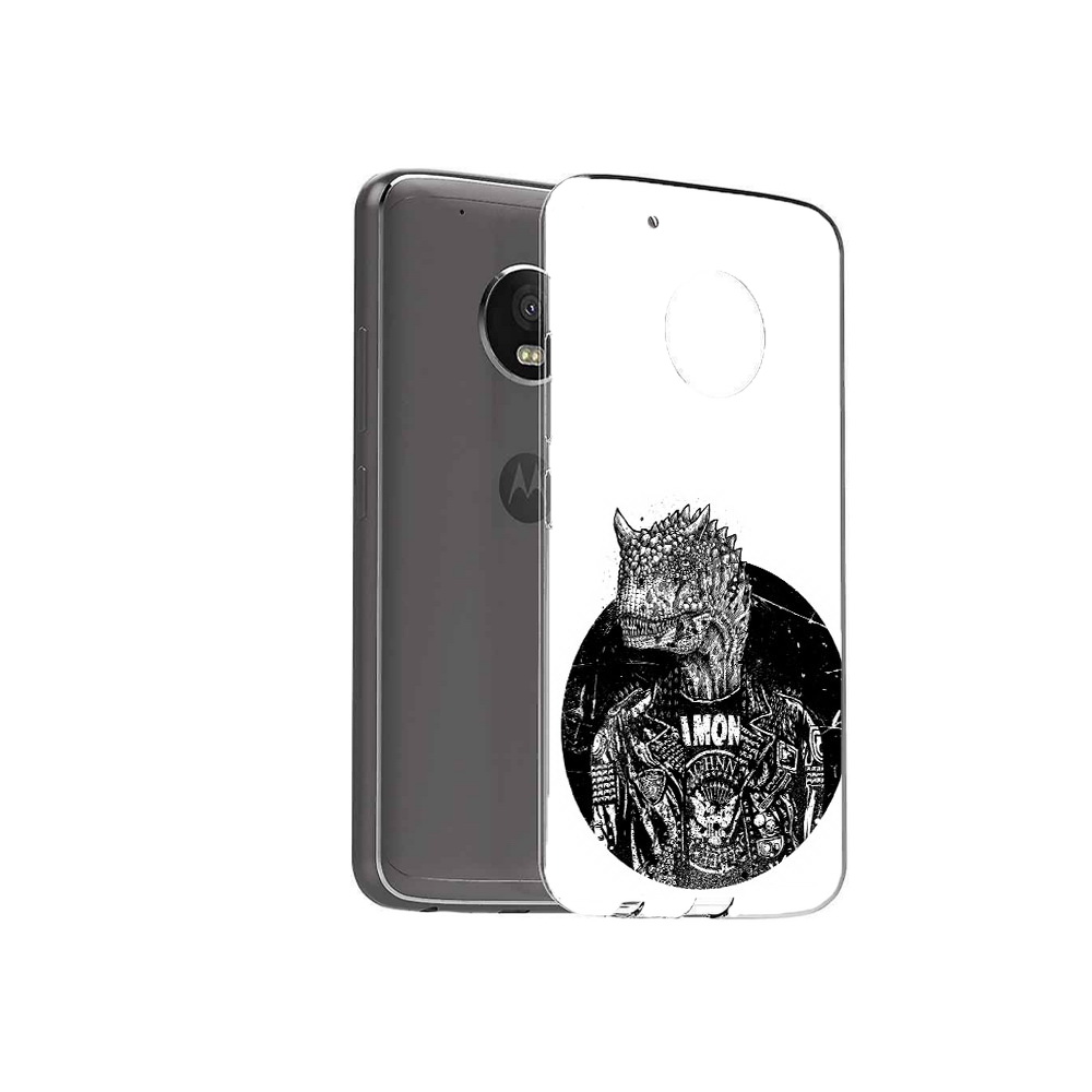 

Чехол MyPads Tocco для Motorola Moto G5 Plus динозавр в куртке (PT67401.338.328), Прозрачный, Tocco