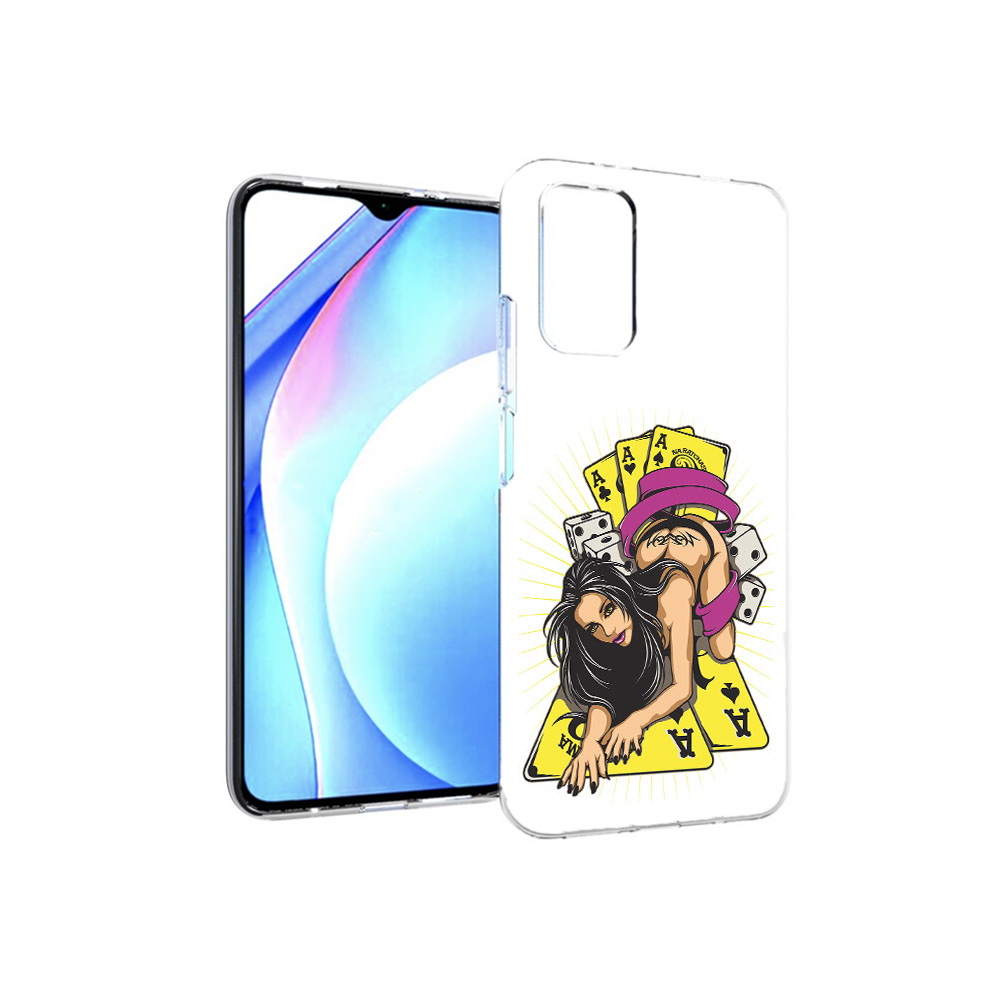 Чехол MyPads Tocco для Xiaomi Redmi 9T нарисованная девушка с игровыми картами