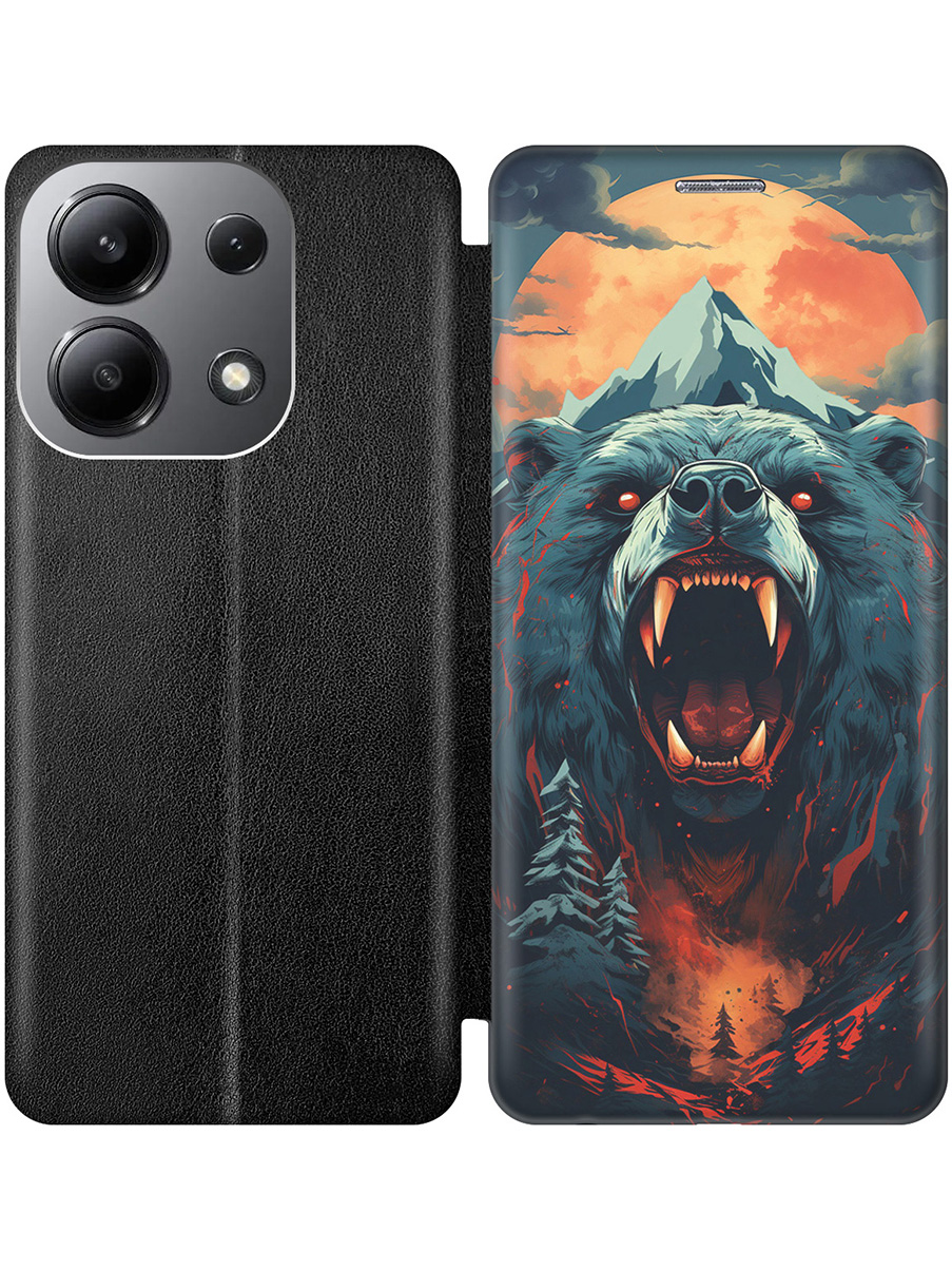 

Чехол-книжка на Xiaomi Redmi Note 13 4G с принтом "Гризли при красной луне" черный, Черный;красный;синий, 782622813