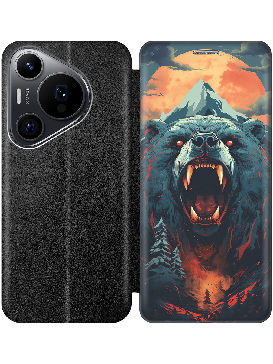 

Чехол-книжка на Huawei Pura 70 Pro / 70 Pro+ с принтом "Гризли при красной луне" черный, Черный;красный;синий, 782625213