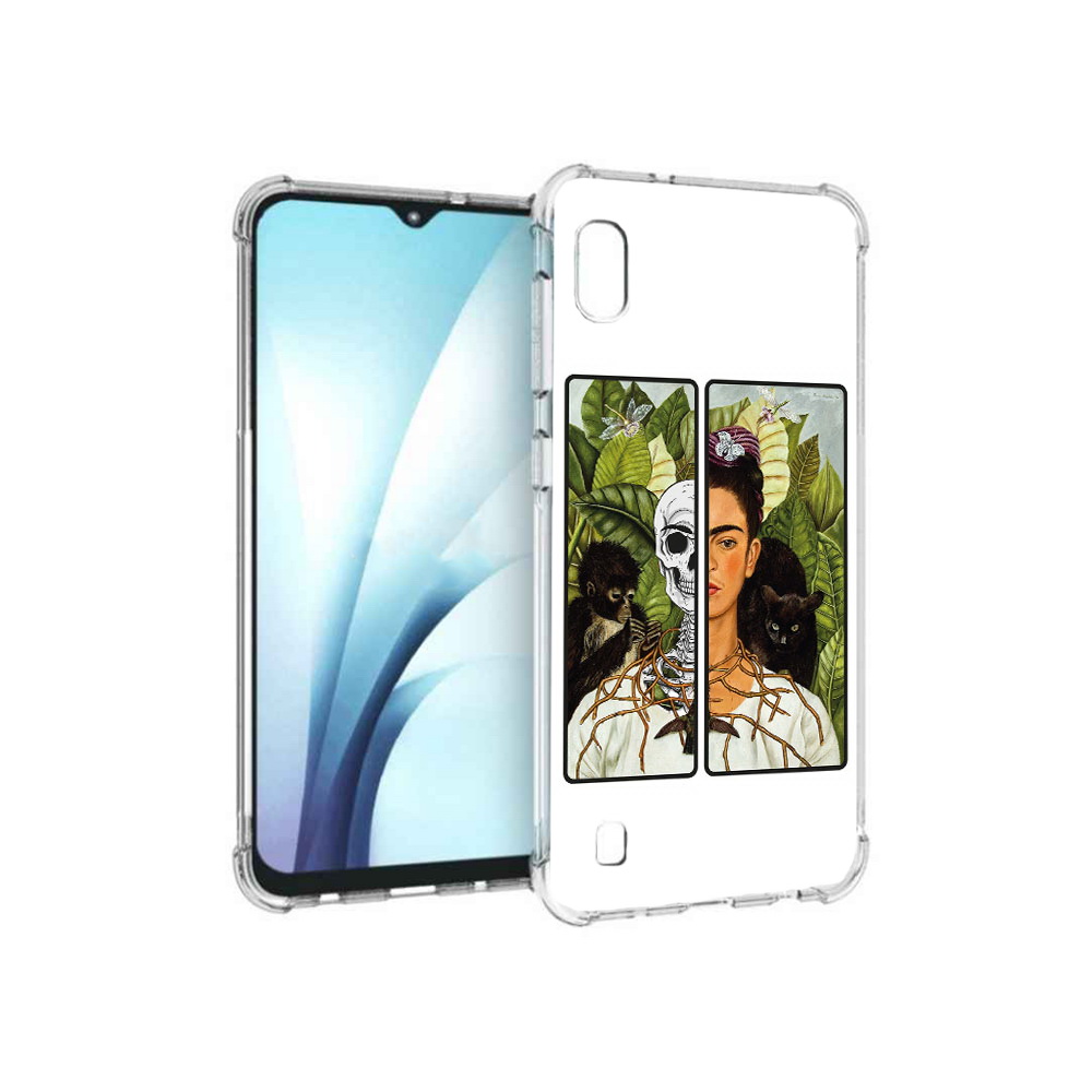 

Чехол MyPads Tocco для Samsung Galaxy A10 сдвоенная картинка девушка скелет, Прозрачный, Tocco