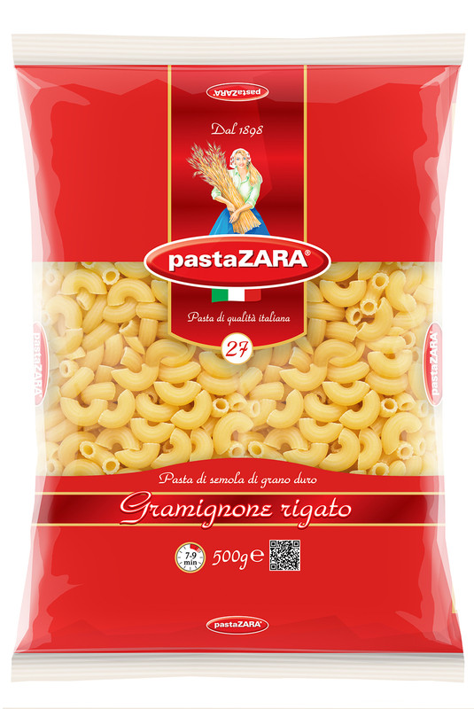 

Макароны Pasta Zara №27 рожок рифленый маленький 500 г