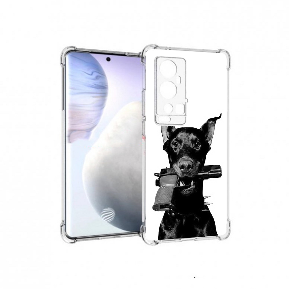 

Чехол MyPads Tocco для Vivo X60 Pro Plus доберман с пистолетом, Прозрачный, Tocco