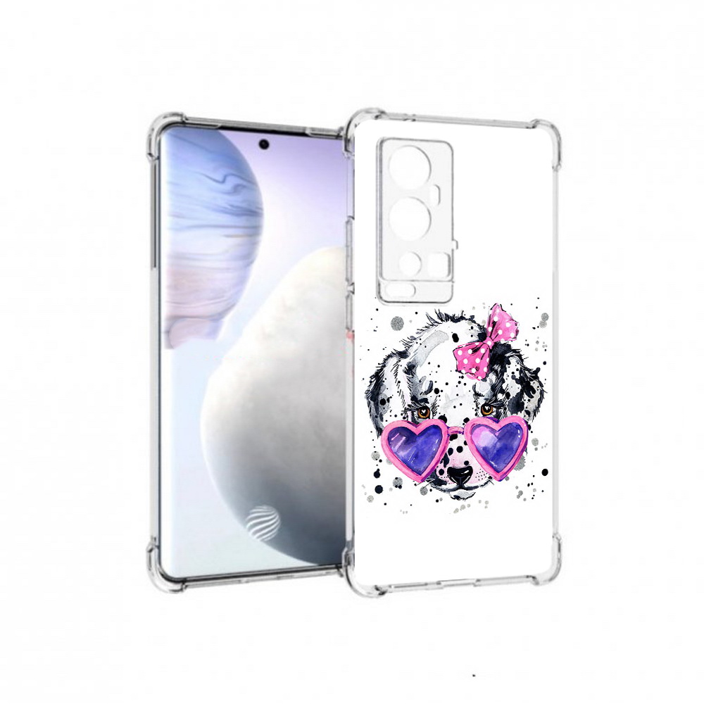 

Чехол MyPads Tocco для Vivo X60 Pro Plus долматинец в очках, Прозрачный, Tocco