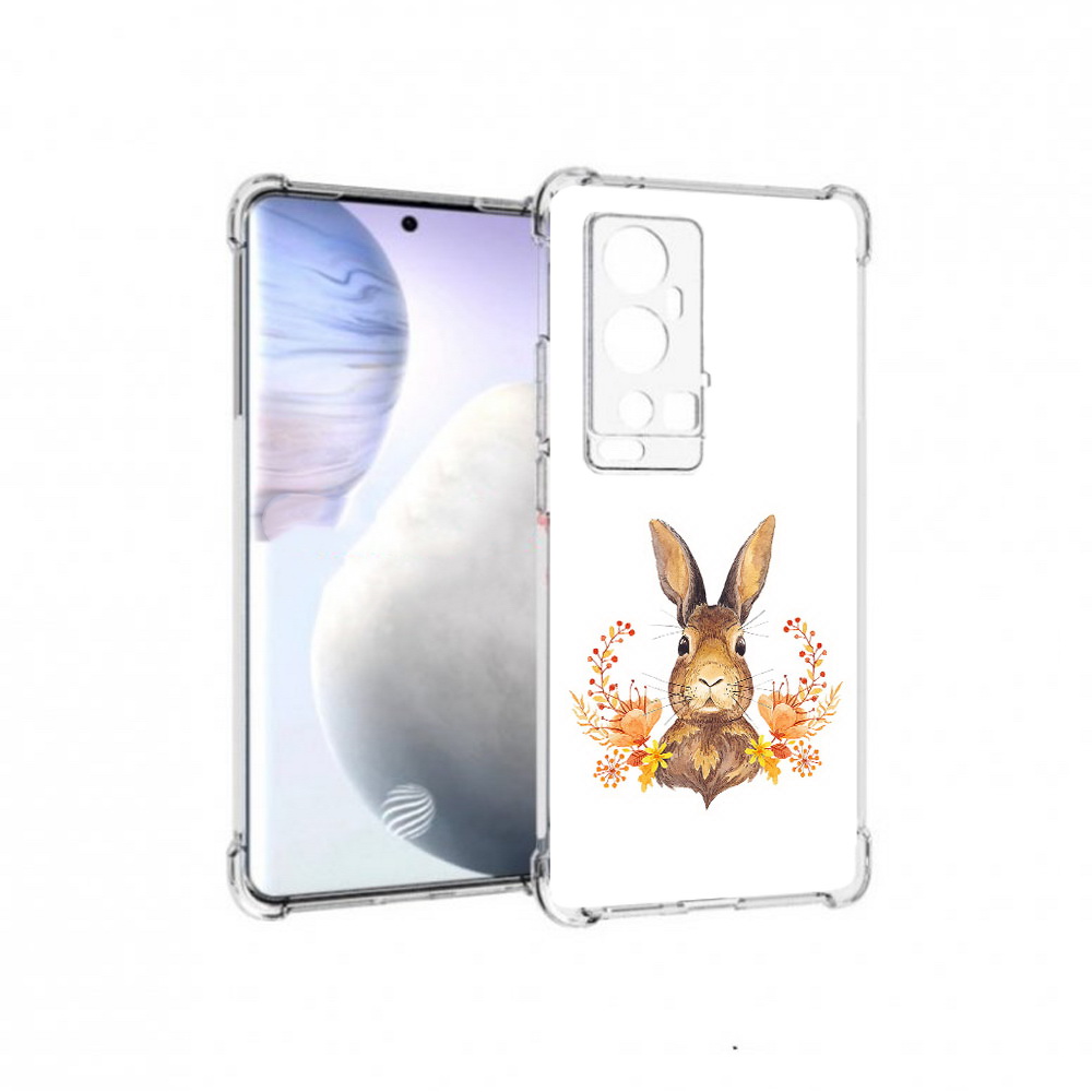 

Чехол MyPads Tocco для Vivo X60 Pro Plus зайка в цветах, Прозрачный, Tocco