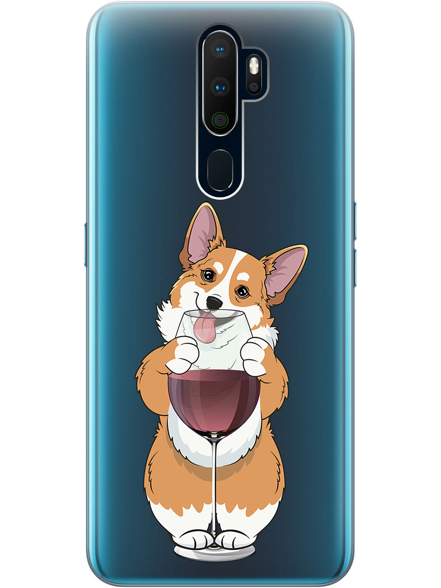 

Силиконовый чехол на Oppo A5 (2020) / A9 (2020) с принтом "Корги и бокал" прозрачный, Прозрачный;белый;бордовый, 726151361