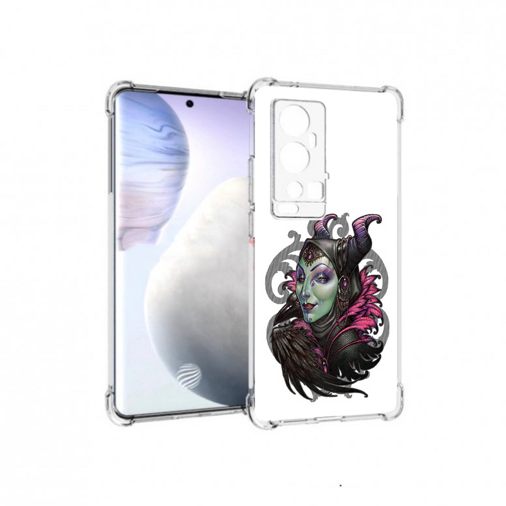 

Чехол MyPads Tocco для Vivo X60 Pro Plus зеленая девушка с вороном, Прозрачный, Tocco