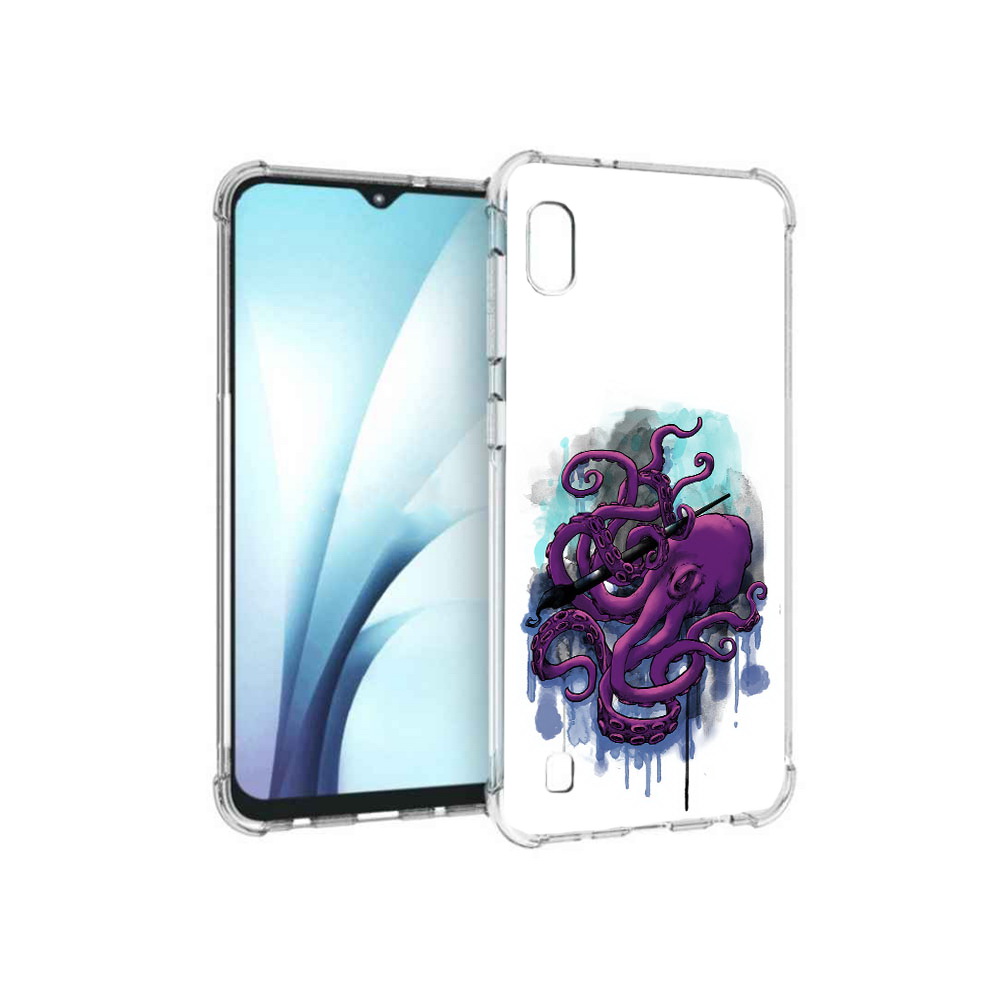 Чехол MyPads Tocco для Samsung Galaxy A10 фиолетовый осьминог (PT147645.531.658)