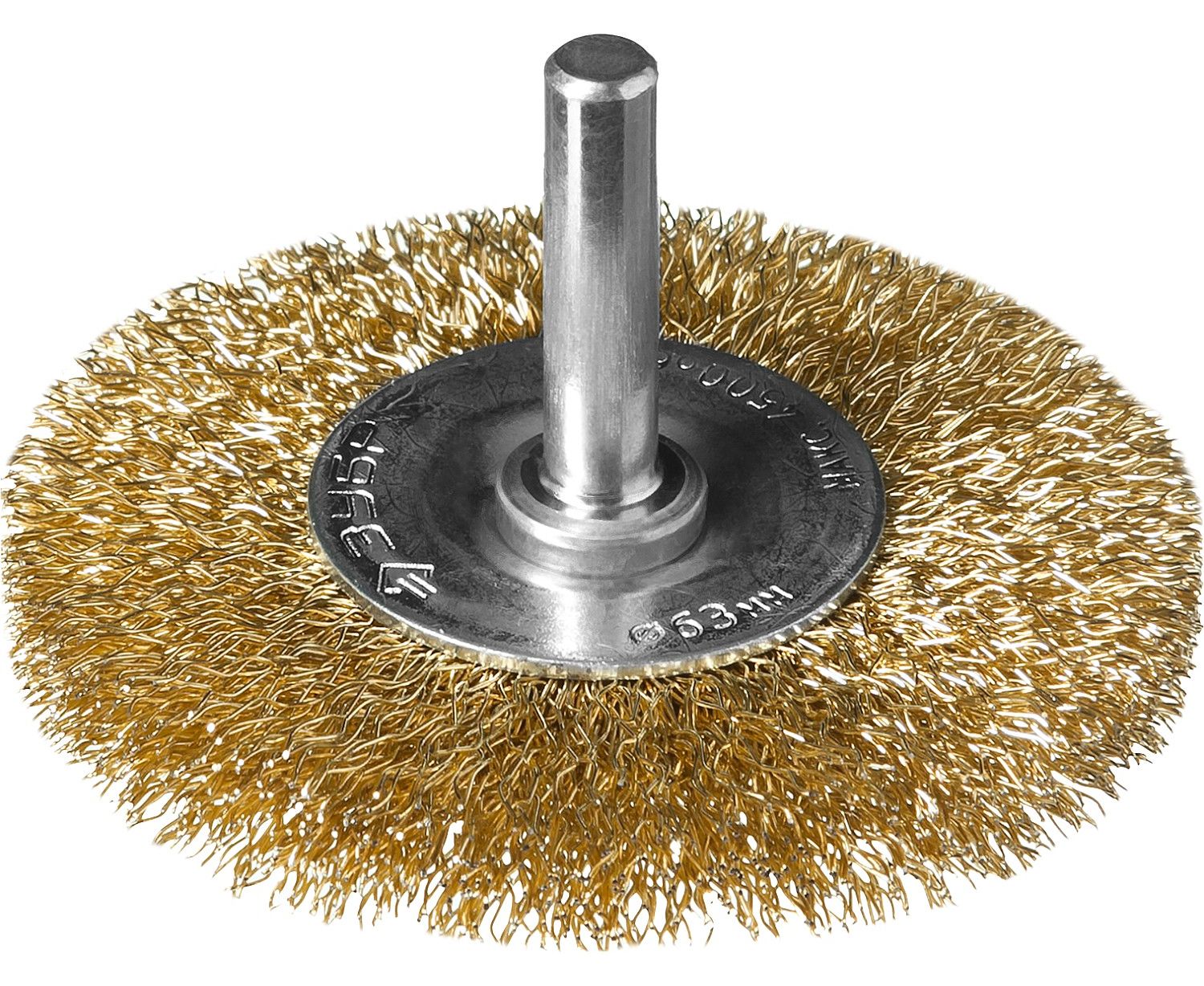 Щетка дисковая для дрели Зубр витая латунированная стальная проволока 0,3мм, 63мм