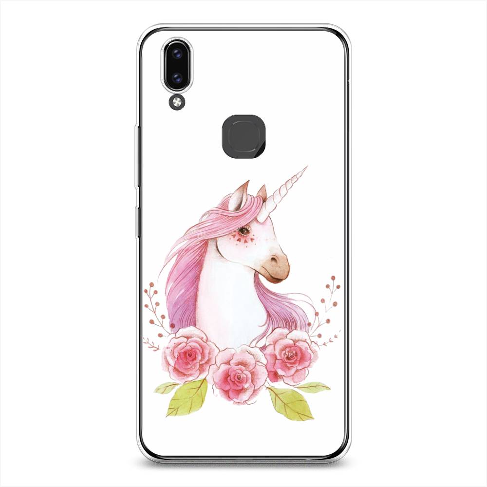 

Чехол для Vivo V9/Y85 "Единорог цветы", Белый;розовый;серый, 260150-1