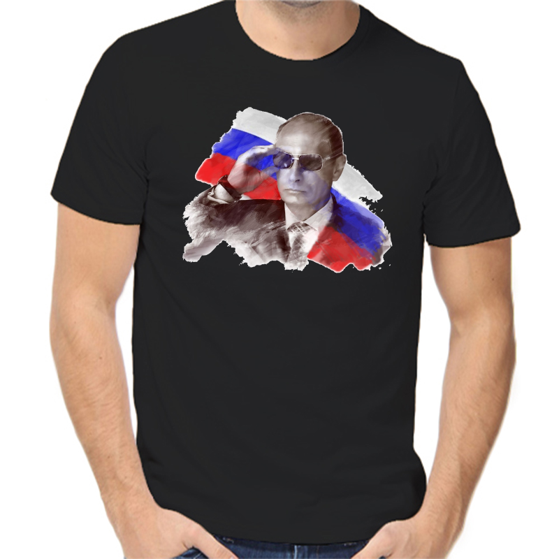 

Футболка мужская черная 48 р-р Путин в очках, Черный, fm_Putin_portret
