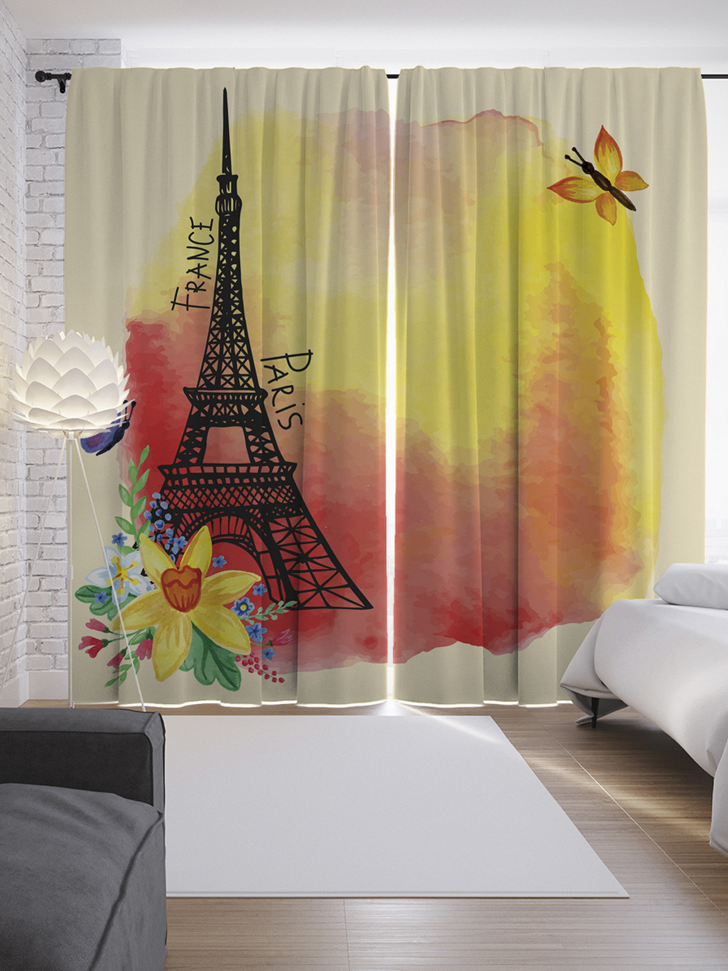 

Шторы JoyArty с фотопечатью "Красочная Франция" из сатена, 290х265 см, Красочная Франция