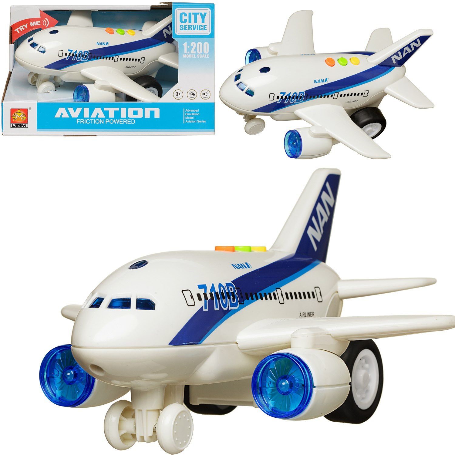 Самолет Junfa toys 1:200 фрикционный свет звук WCB1318