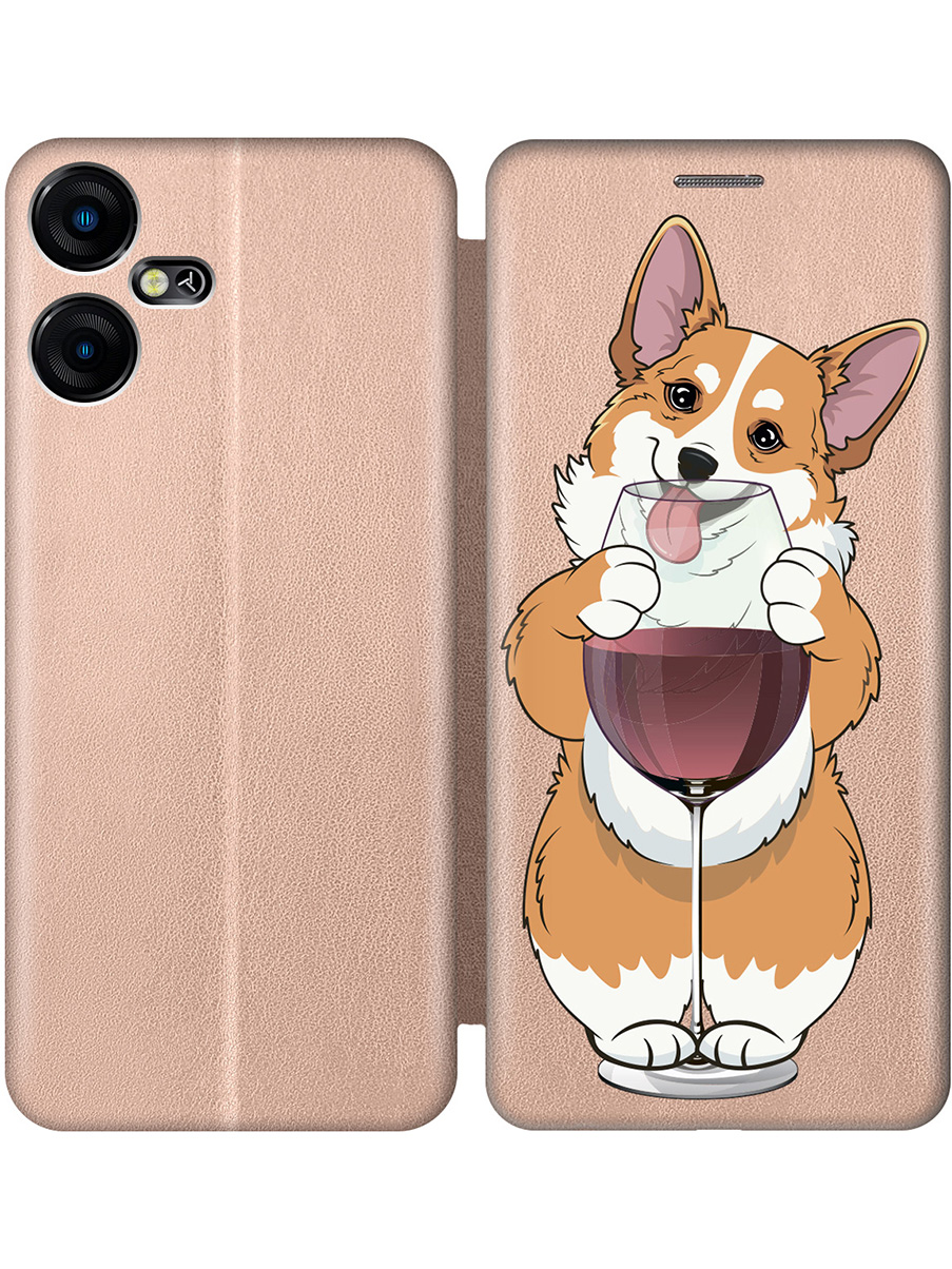 

Чехол-книжка на Tecno Pova Neo 3 с принтом "Корги и бокал" золотой, Золотистый;белый;бордовый, 778683561