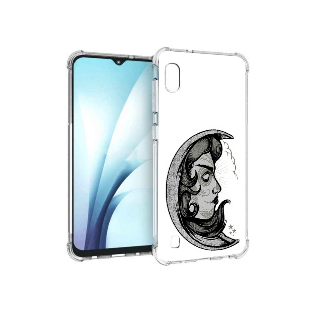 

Чехол MyPads Tocco для Samsung Galaxy A10 черно белая луна с лицом (PT147645.531.680), Прозрачный, Tocco