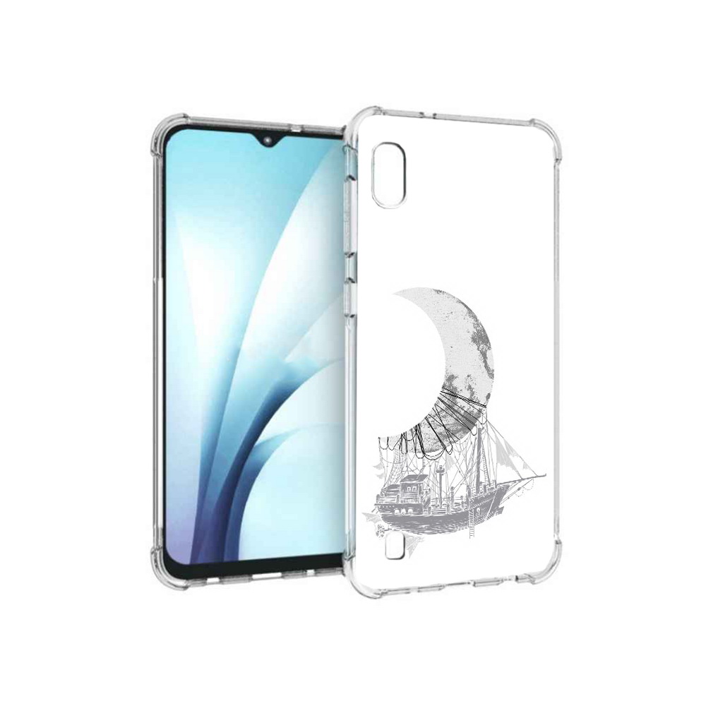 

Чехол MyPads Tocco для Samsung Galaxy A10 черно белый корабль полумесяц (PT147645.531.684), Прозрачный, Tocco