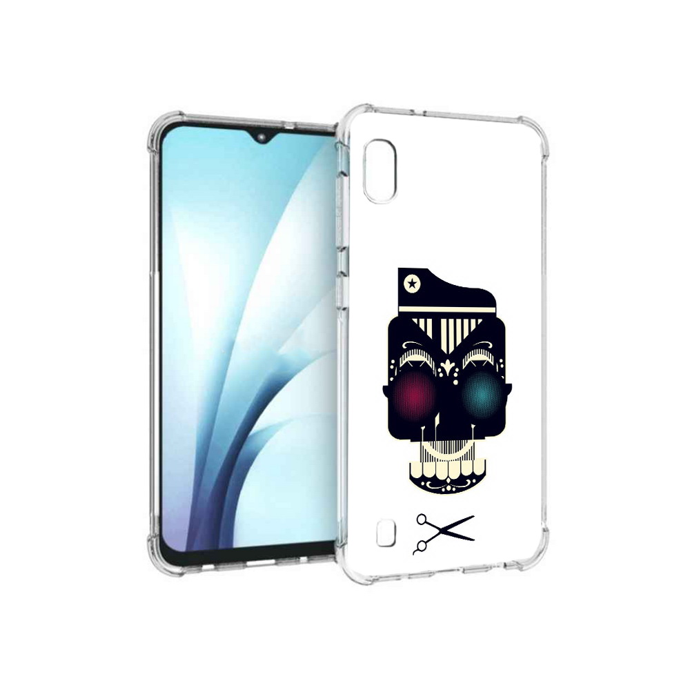 

Чехол MyPads Tocco для Samsung Galaxy A10 черно белый скелет с яркими глазами, Прозрачный, Tocco