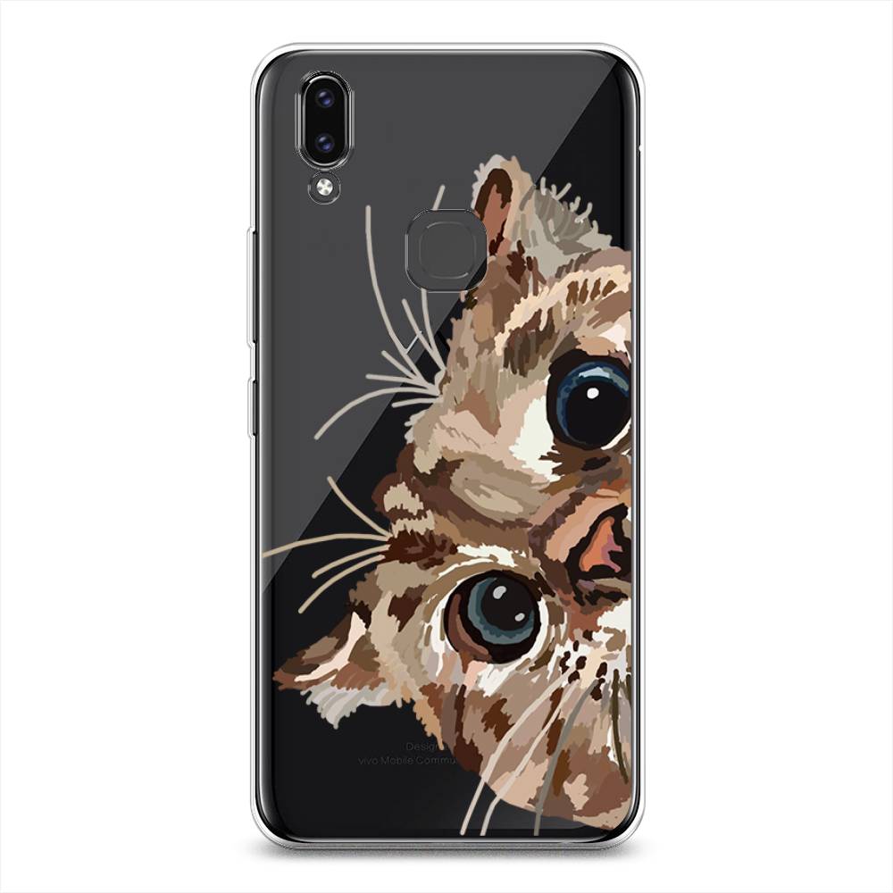 

Чехол на Vivo V9 "Любопытный кот", Коричневый;синий;черный, 260150-1