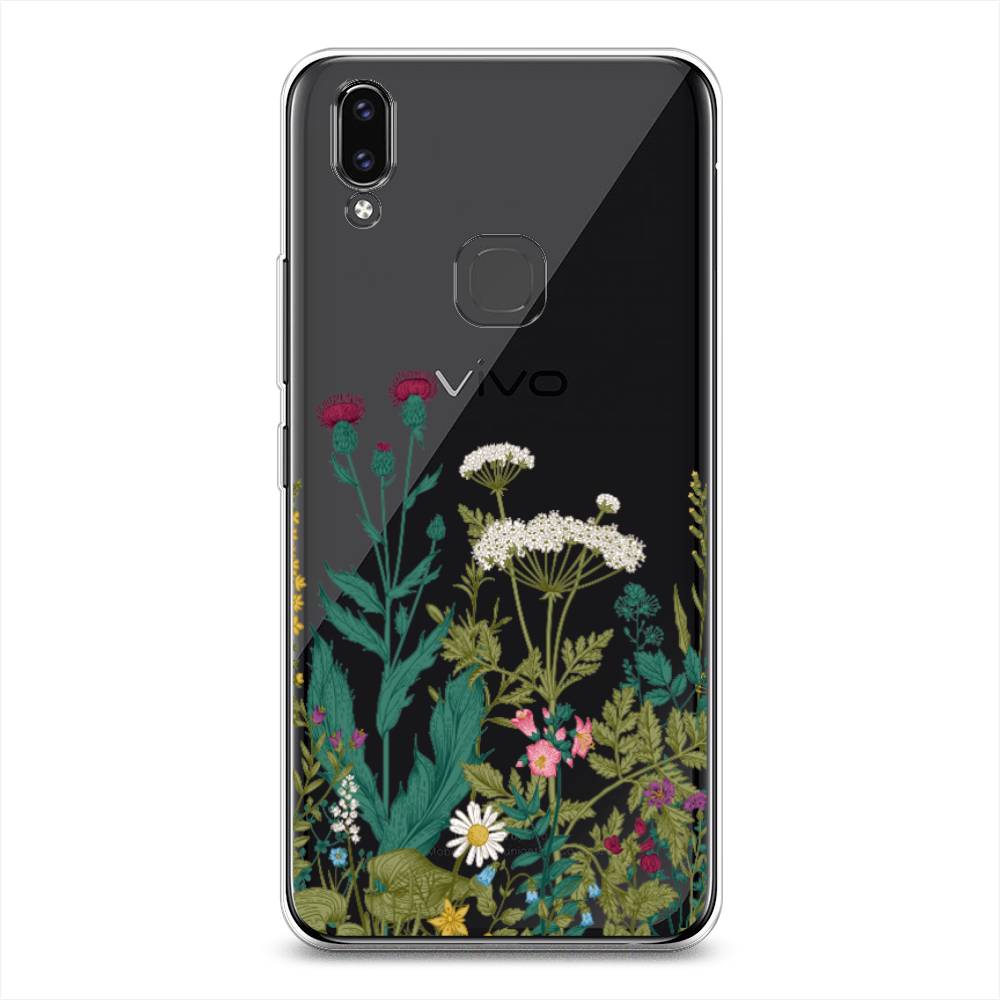 

Чехол для Vivo V9/Y85 "Дикие полевые цветы", Зеленый;розовый;белый, 260150-2