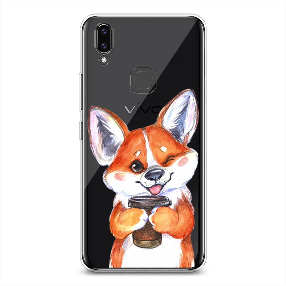 

Чехол для Vivo V9/Y85 "Корги с кофе", Оранжевый;белый, 260150-4