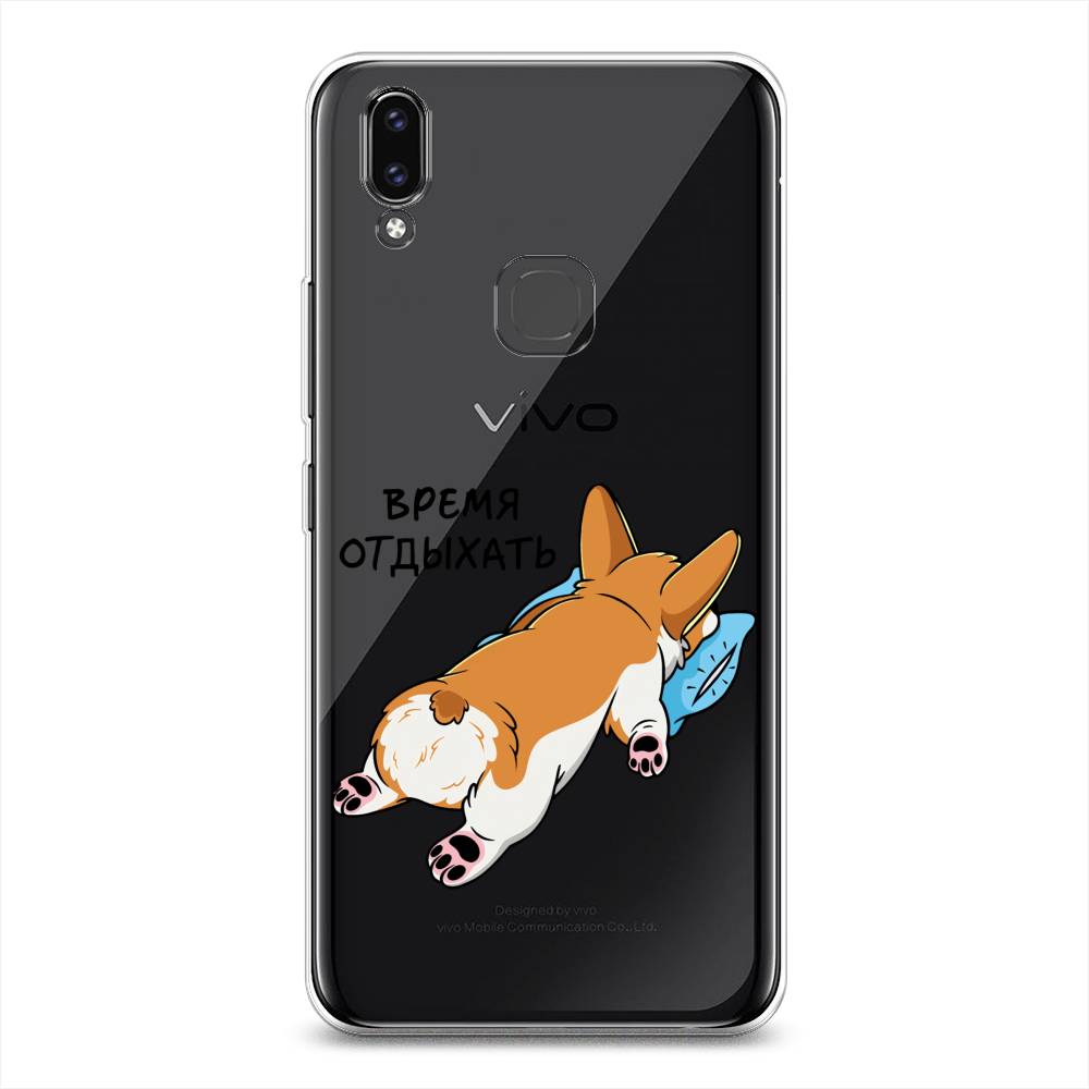 

Чехол для Vivo V9/Y85 "Корги отдыхает", Черный;коричневый;голубой, 260150-1