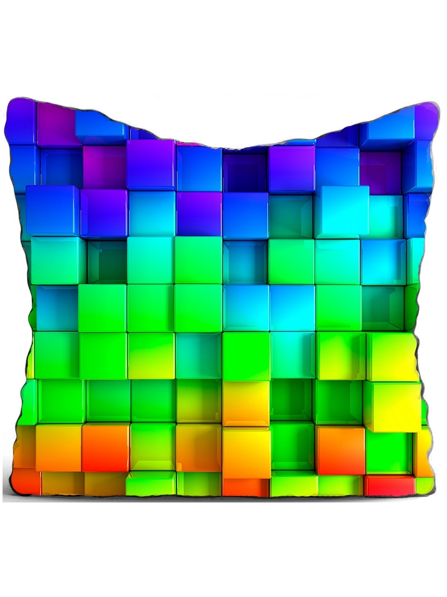 фото Подушка декоративная drabs квадратики из разных ярких цветов