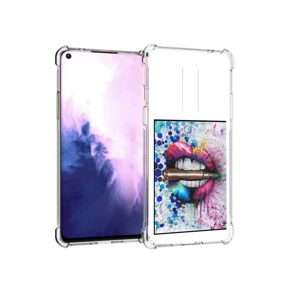 

Чехол MyPads Tocco для OnePlus 8 разноцветные губы с пулей (PT147214.134.571), Прозрачный, Tocco