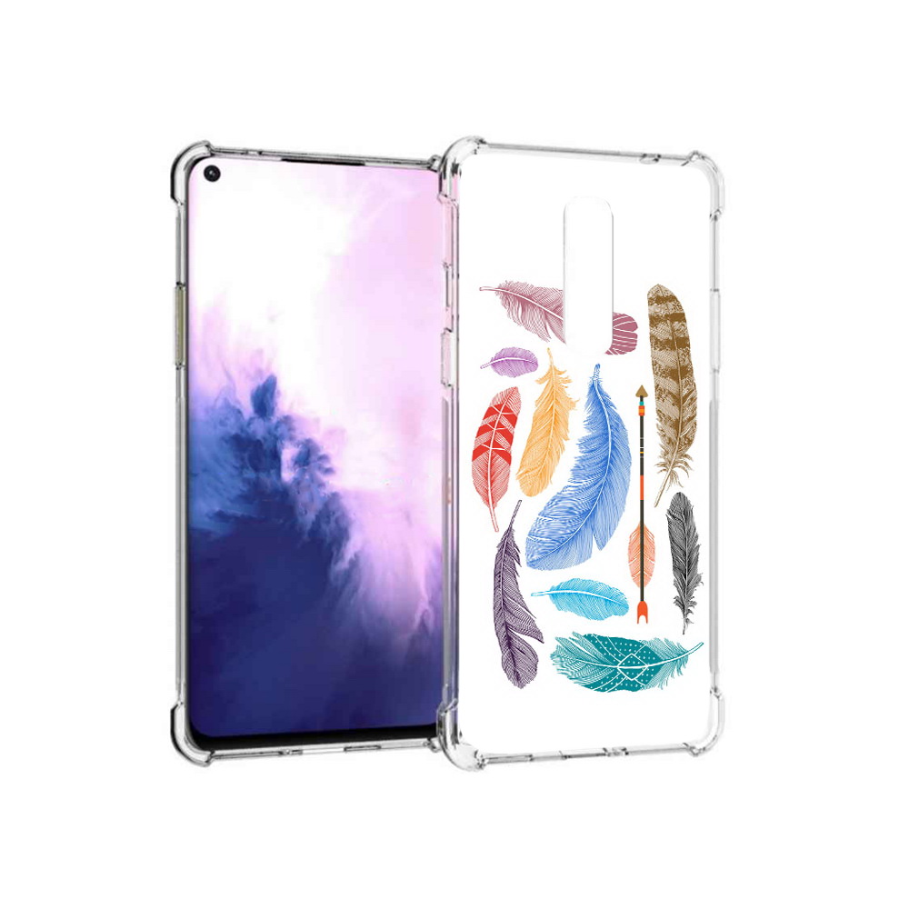 

Чехол MyPads Tocco для OnePlus 8 разноцветные перья (PT147214.134.572), Прозрачный, Tocco