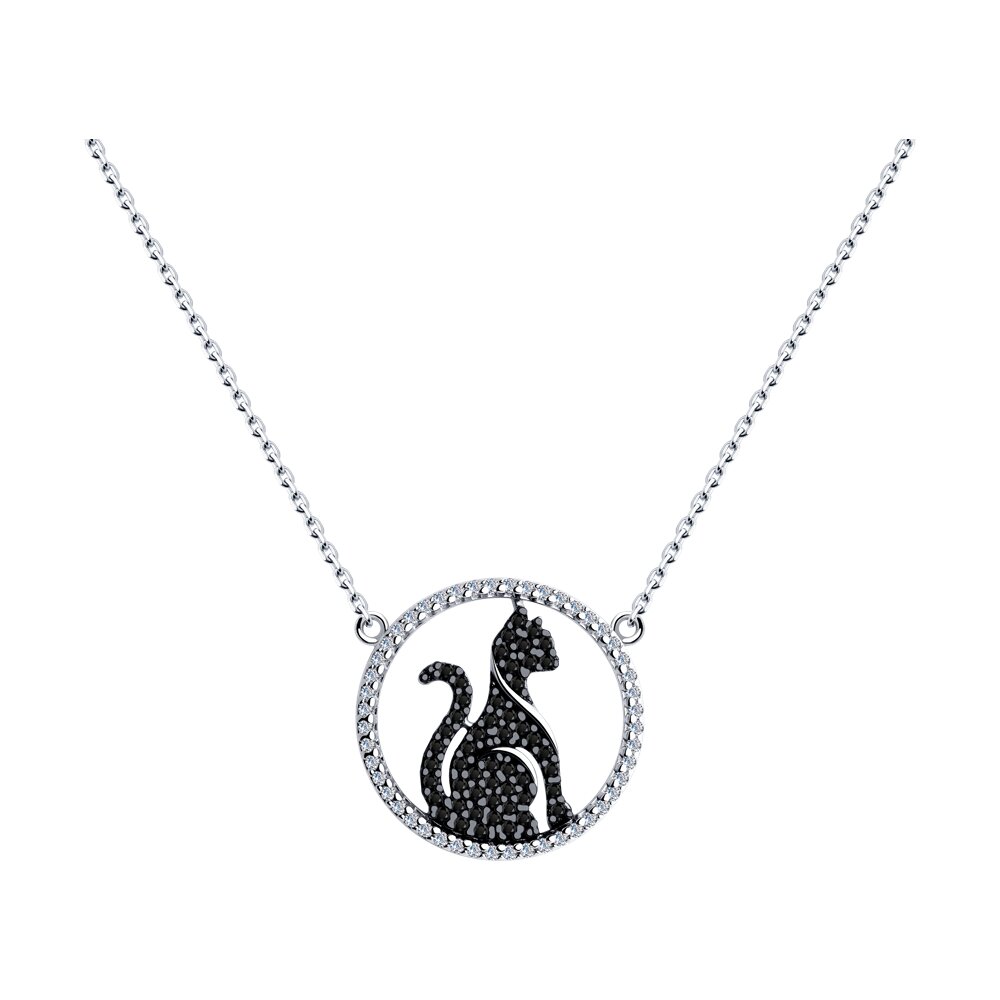 

Колье из серебра 40-45 см SOKOLOV 94070761, фианит, 94070761