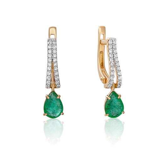 

Серьги из золота PLATINA jewelry 02-0892, изумруд/бриллиант, 02-0892