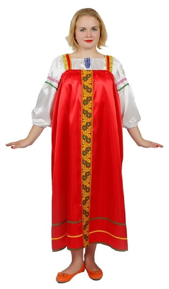 фото Костюм карнавальный элит классик красный сарафан татьяна (большой размер) взрослый р.56