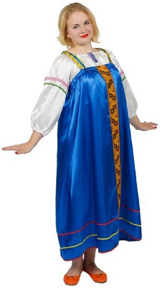 фото Костюм карнавальный элит классик синий сарафан татьяна (большой размер) взрослый р.56