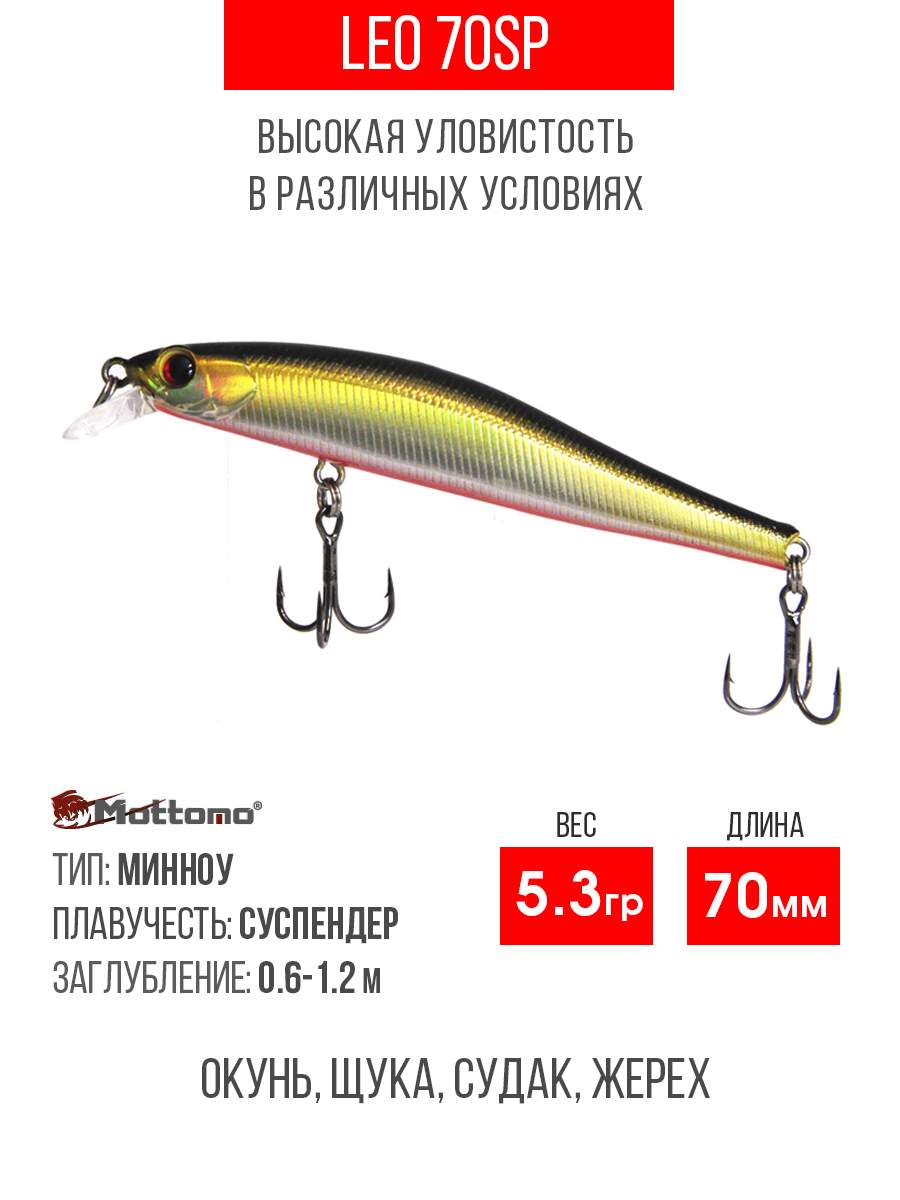 

Воблер Mottomo Leo 70SP 5,3g Fantastic Pearl, Разноцветный, Leo
