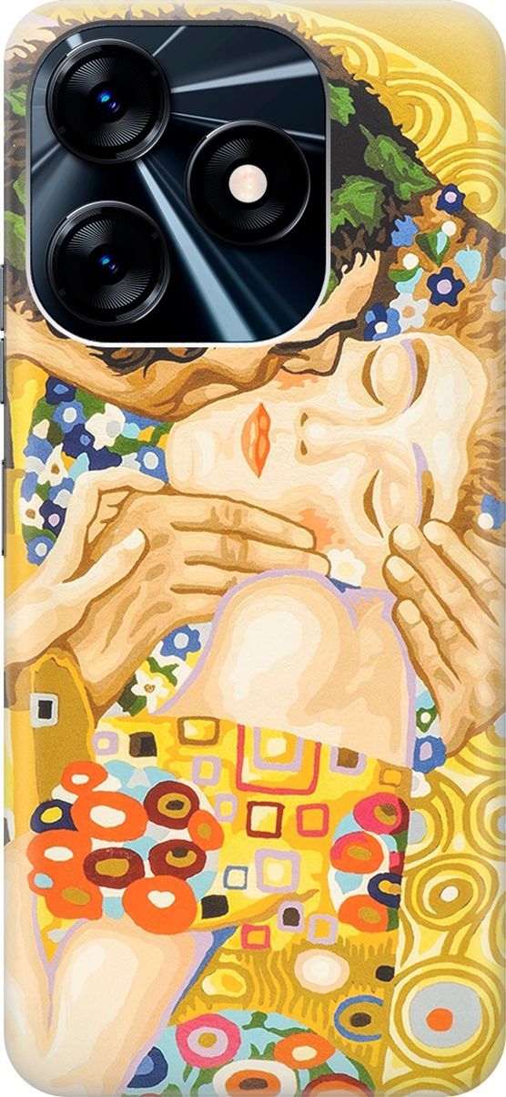 

Силиконовый чехол на Tecno Spark 10 с принтом "Поцелуй", Желтый, 159538