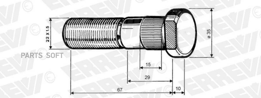 Er729366 Болт Колесный M22X1.5X66/77 Saf ERREVI 729366