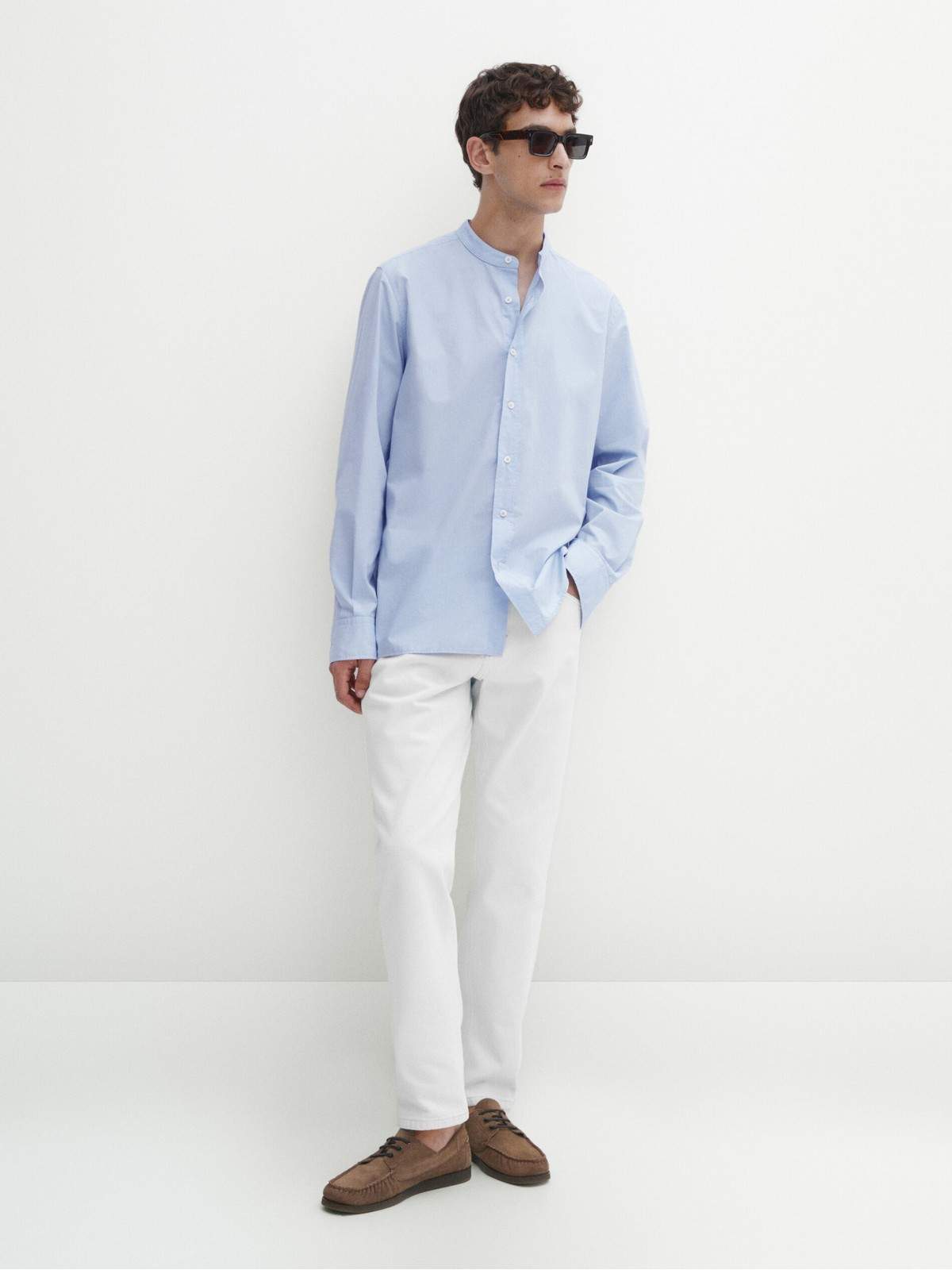 

Рубашка мужская Massimo Dutti 0100/362-I2024 голубая M, Голубой, 0100/362-I2024