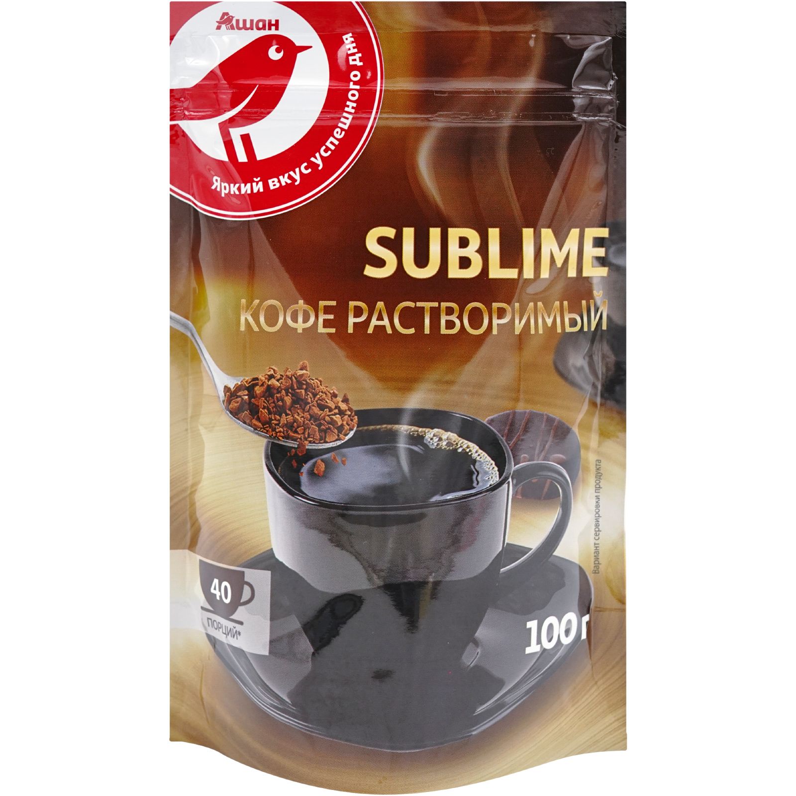 Кофе АШАН Красная птица Sublime молотый в растворимом 100 г