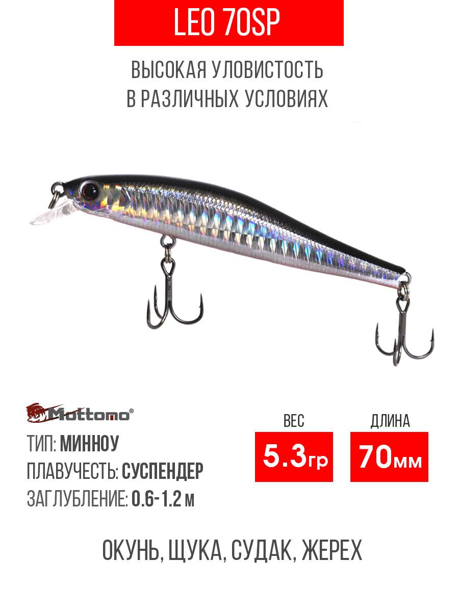 

Воблер Mottomo Leo 70SP 5,3g Silver Fish, Разноцветный, Leo