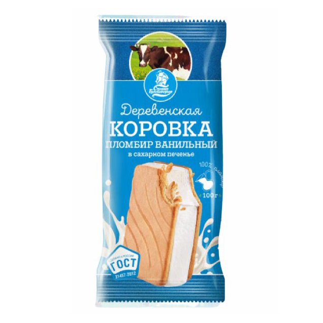 

Мороженое пломбир Деревенская коровка ванильное 100 г