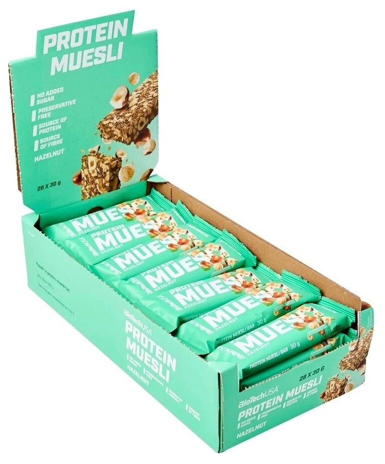 фото Протеиновый батончик biotechusa protein muesli 28*30 г фундук