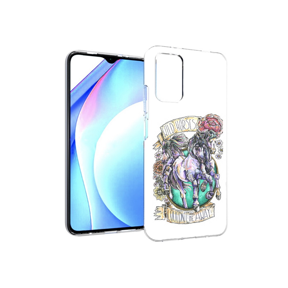 

Чехол MyPads Tocco для Xiaomi Redmi 9T рисунок коней в цветах (PT226951.281.582), Прозрачный, Tocco