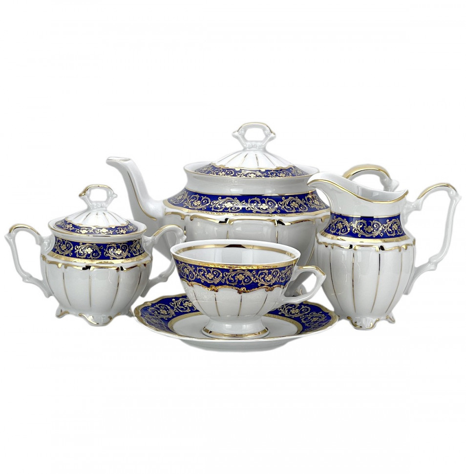 фото Чайный сервиз на 6 персон 15 предметов bavarian porcelain "мария-тереза кобальт" 272650