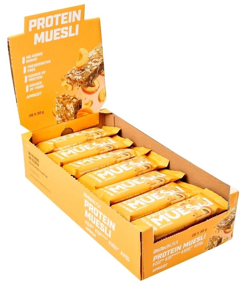 фото Протеиновый батончик biotechusa protein muesli 28*30 г абрикос