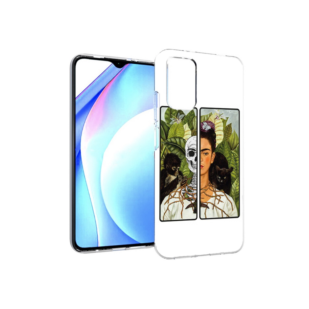 

Чехол MyPads Tocco для Xiaomi Redmi 9T сдвоенная картинка девушка скелет, Прозрачный, Tocco