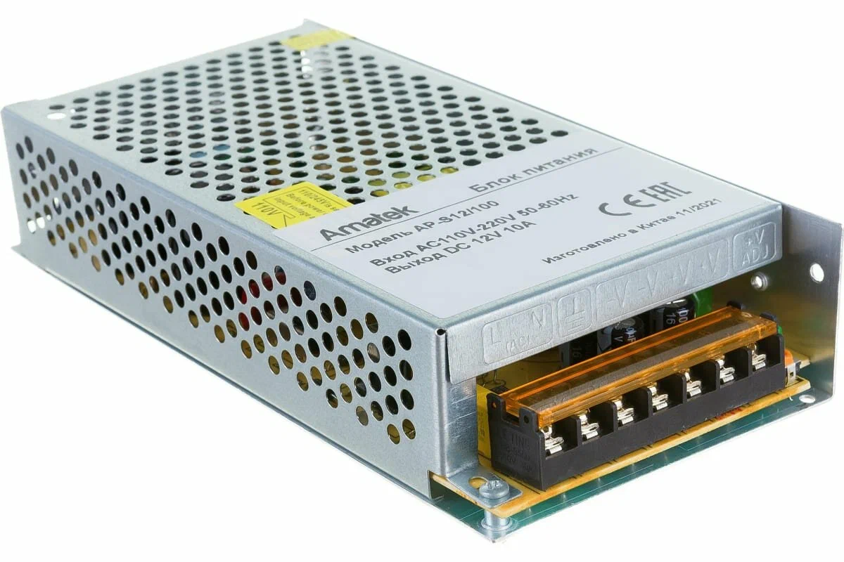 

Amatek 7000610 AP-S12/100 - Блок питания 12В / 10А стабилизированный
