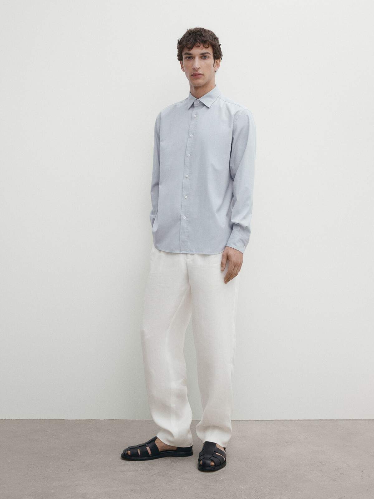 

Рубашка мужская Massimo Dutti 0111/370-I2024 голубая XXL, Голубой, 0111/370-I2024