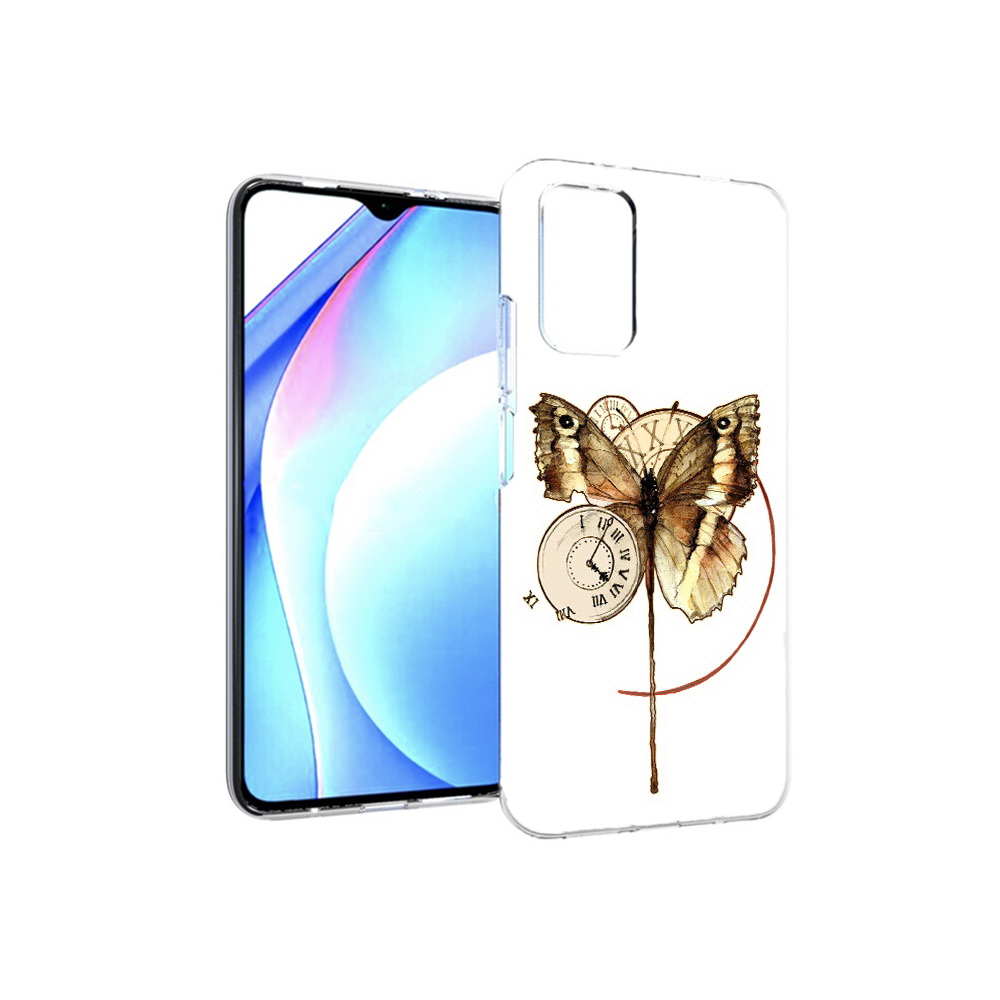 Чехол MyPads Tocco для Xiaomi Redmi 9T старинные часы с бабочкой (PT226951.281.622)