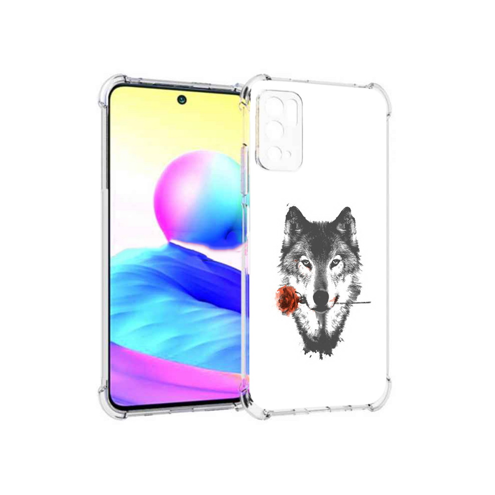 

Чехол MyPads Tocco для Xiaomi Poco M3 Pro волк с розой, Прозрачный, Tocco